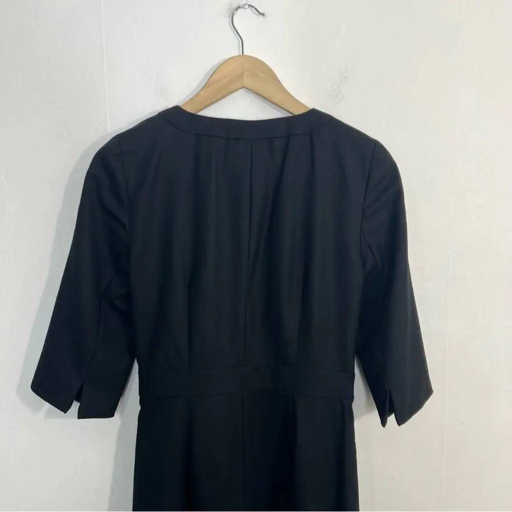 J. Crew Wool Fit and Flare Wrap Style Black Dress Size 6 NWT